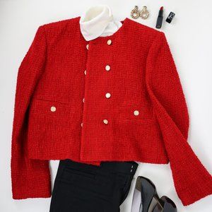 NWT ZARA Red Bolero Knit Cropped Jacket (Size M)